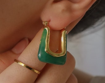 Chunky Jade Modern Earrings, Jade Gemstone Summer Jewelry, Thick Jade Earrings, Natural Stone Earrings, Gemstone Earrings, Jade Jewelry.