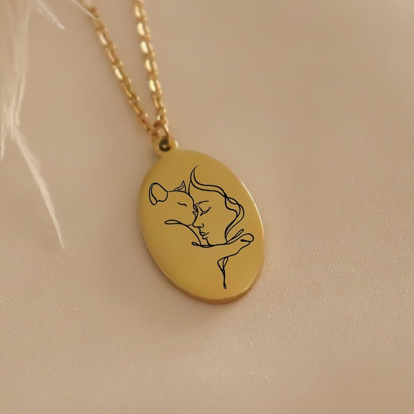 18K Gold Custom Cat Mom Necklace, Trendy Cat Lovers Necklace, High Quality Cat Necklace, Gift for Cat Lovers, Gift For Her