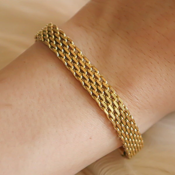 18k Gold Mesh Bracelet, Vintage Mesh Gold Bracelet For Women,  WATERPROOF Jewelry, Anti Tarnish Stainless Steel Bracelet, Gift For Her