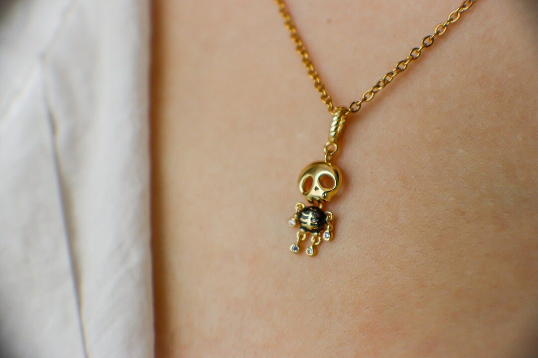 Roma Rhinestone Skeleton Skull Necklace  - Costume Accessory main image 1