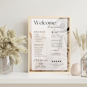 Airbnb Welcome Sign Template | 1 Page Airbnb Welcome Guide  | Airbnb House Rules | Airbnb WIFI Sign Template | Short Term Rental Guide