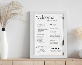 Airbnb Welcome Sign Template | 1 Page Airbnb Welcome Guide  | Airbnb Rules | Airbnb WIFI Sign Template | Short Term Rental | Airbnb Host