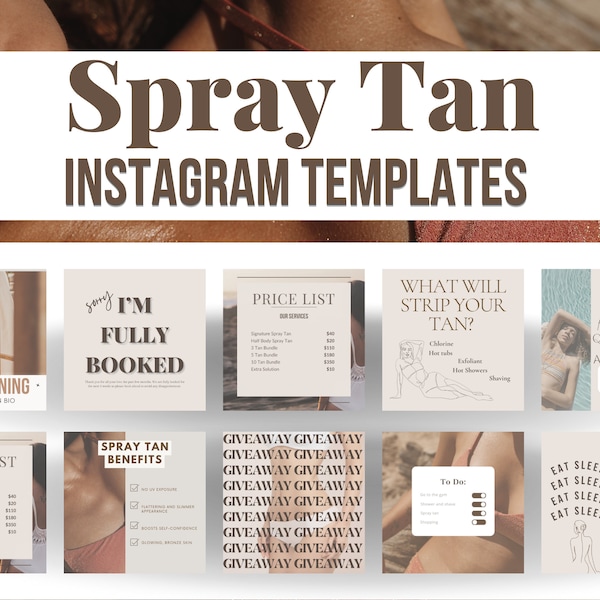 100 Spray Tan Instagram Templates | Spray Tanning | Fake Tan | Spray Tan Business | Spray Tan Artist | Spray Tan Quotes | Social Media Post