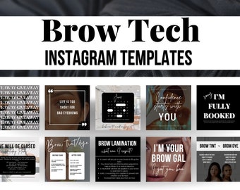 100 Brow Tech Instagram Templates | Brow Tint Template | Henna Brows Social Media | Brow Dye Brow Lamination Brow Microblading | Brow Artist