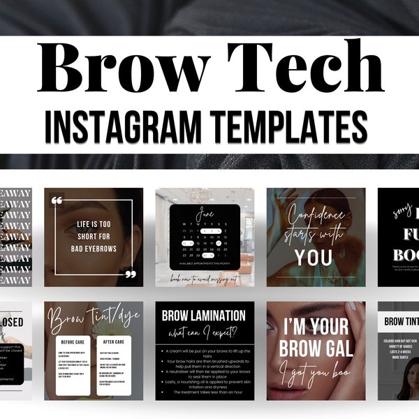 100 Brow Tech Instagram Templates | Brow Tint Template | Henna Brows Social Media | Brow Dye Brow Lamination Brow Microblading | Brow Artist