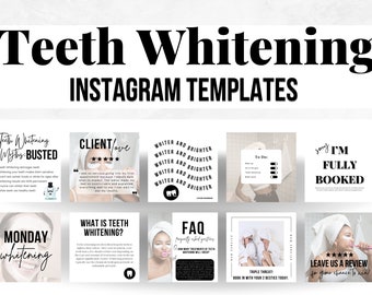 100 Teeth Whitening Instagram Templates | Teeth Whitening Business | Teeth Whitening Social Media Posts | Whitening Strips | LED Whitening