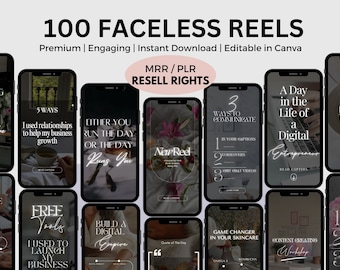 100 Faceless Instagram Reels | Aesthetic Templates, Master Resell Rights