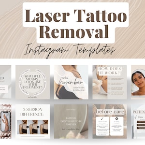 100 Laser Tattoo Removal Instagram Templates | Tattoo Social Media Templates | Brow Tattoo |  Tattoo Removal Aftercare | Tattoo Removal Info