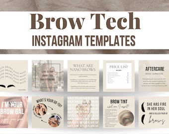 100 Brow Tech Instagram Templates | Brow Tint Template | Nano Brows Social Media | Brow Dye Brow Lamination Brow Microblading | Brow Artist