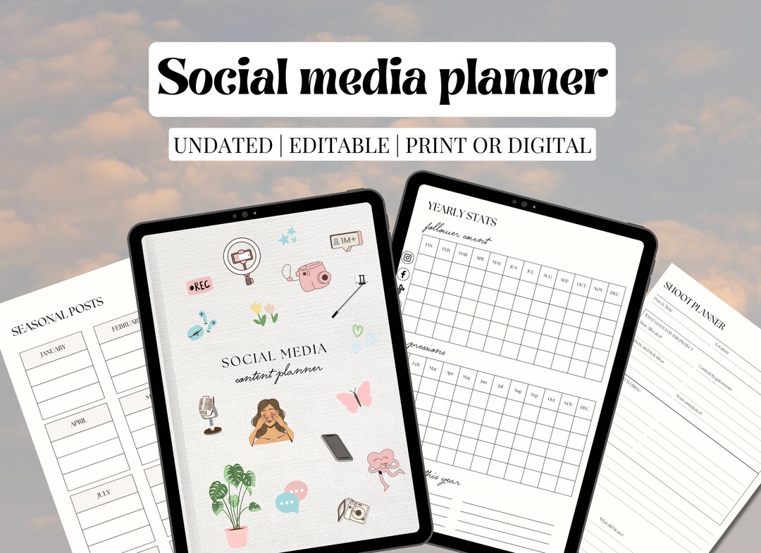 Aesthetic Social Media Planner | Canva Template (digital Download) - Etsy
