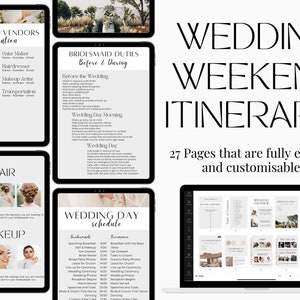 25+ Page Wedding Itinerary Template | Wedding Timeline Template | Bridesmaid Checklist | Day of Wedding Timelime | Wedding Party Timeline