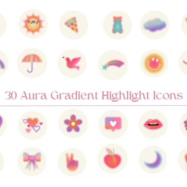 30 Boho Hippie Instagram Highlight Covers | Blur Aura Ig Highlight Covers | Colourful Instagram Icons | Social Media Icons