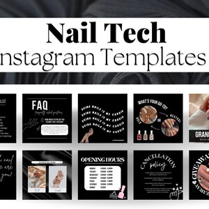 100 Black and White Nail Tech Instagram Templates | Nail Technician | Nail Quotes | Nail Artist | Social Media Post | Nail Tech Branding