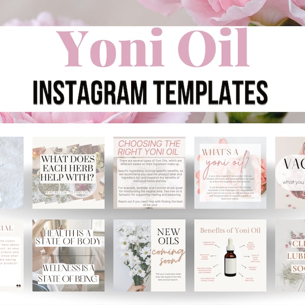 80 Yoni Oil Instagram Templates | Essential Oils | Female Health | Female Hygiene | Intimacy Oil | Yoni Care | Yoni Steam