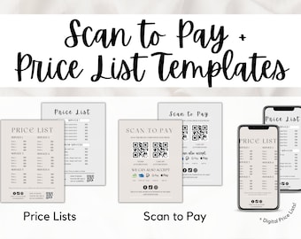 Price List Template | Printable Scan to Pay Template | Editable Price List | Bundles Price Sheet | Printable Price List | Salon Price List