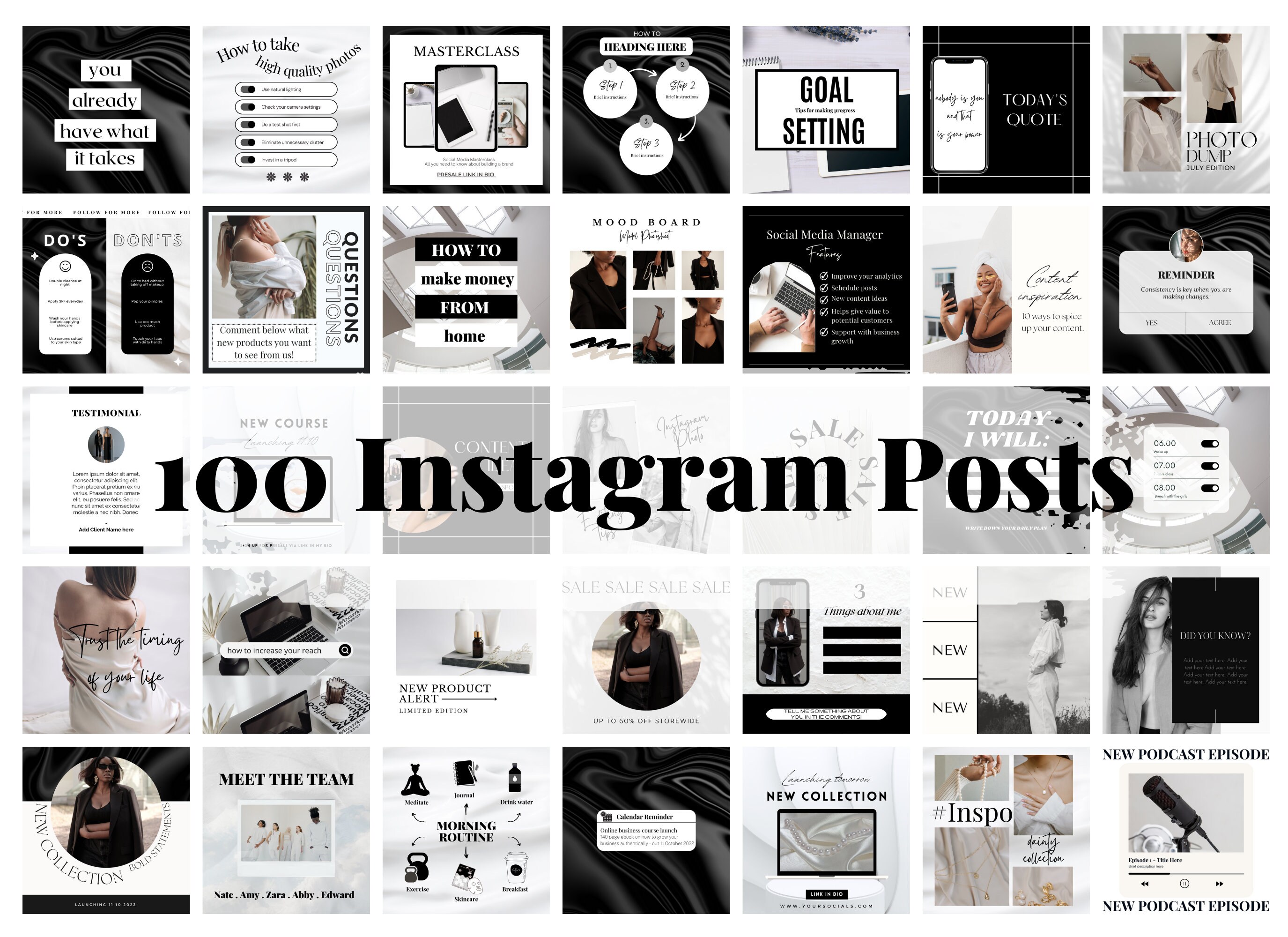 275 Black White Canva Instagram Templates | Black White Blogger ...