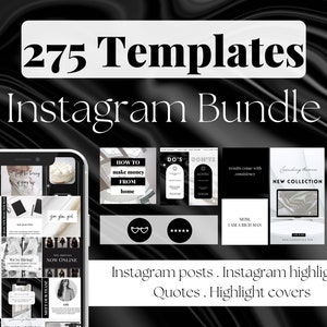275 Plantillas de Instagram Canva en blanco y negro / Plantillas de Blogger en blanco y negro / Plantillas para pequeñas empresas / Plantillas de redes sociales / Ig Story