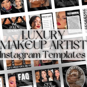 100 Makeup Artist Instagram Templates | Bridal Makeup | Beauty Salon Template | Social Media Canva | Luxury Makeup | MUA Templates