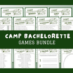 20 Camp Bachelorette Party Games | Bachelorette Games Bundle | Editable Printable Games | Hens Party Games | Bachelorette Drinking Game