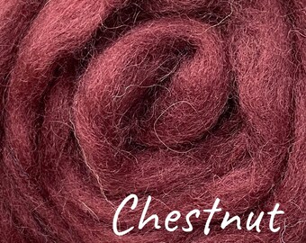 Shetland Wool Roving Top - 100% British Wool - Chestnut Red Color - 25/50/100 grams - Needle Felting Wool