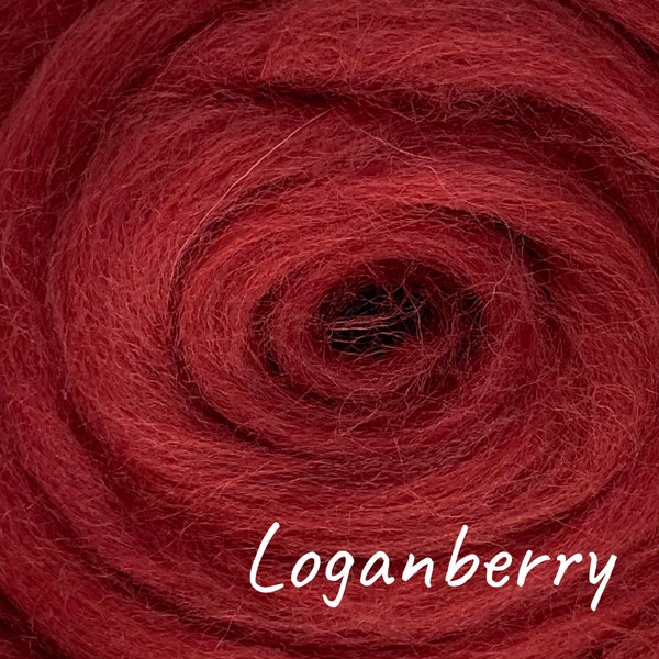 Shetland Wool Roving Top - 100% British Wool - Loganberry Red Color - 25/50/100 grams - Needle Felting Wool