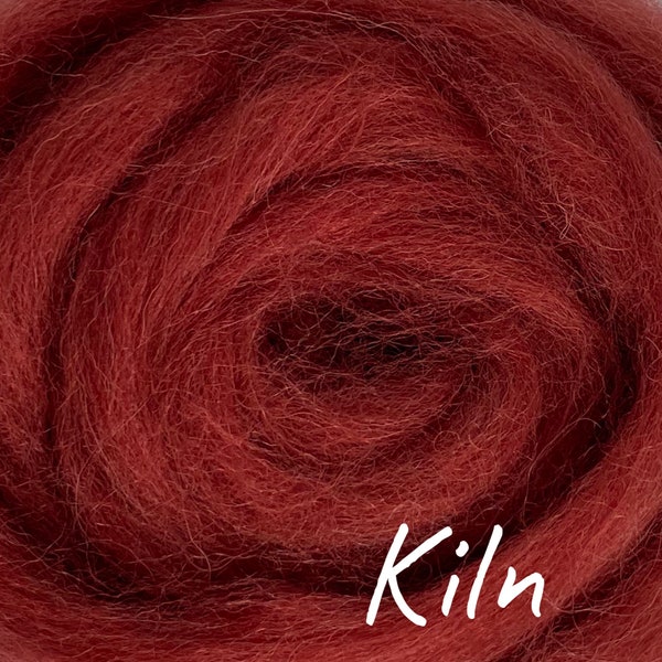 Shetland Wool for Needle Felting - Kiln Dark Red Color - Roving Top - 100% British Wool - 25/100 grams - Needle Felting Wool