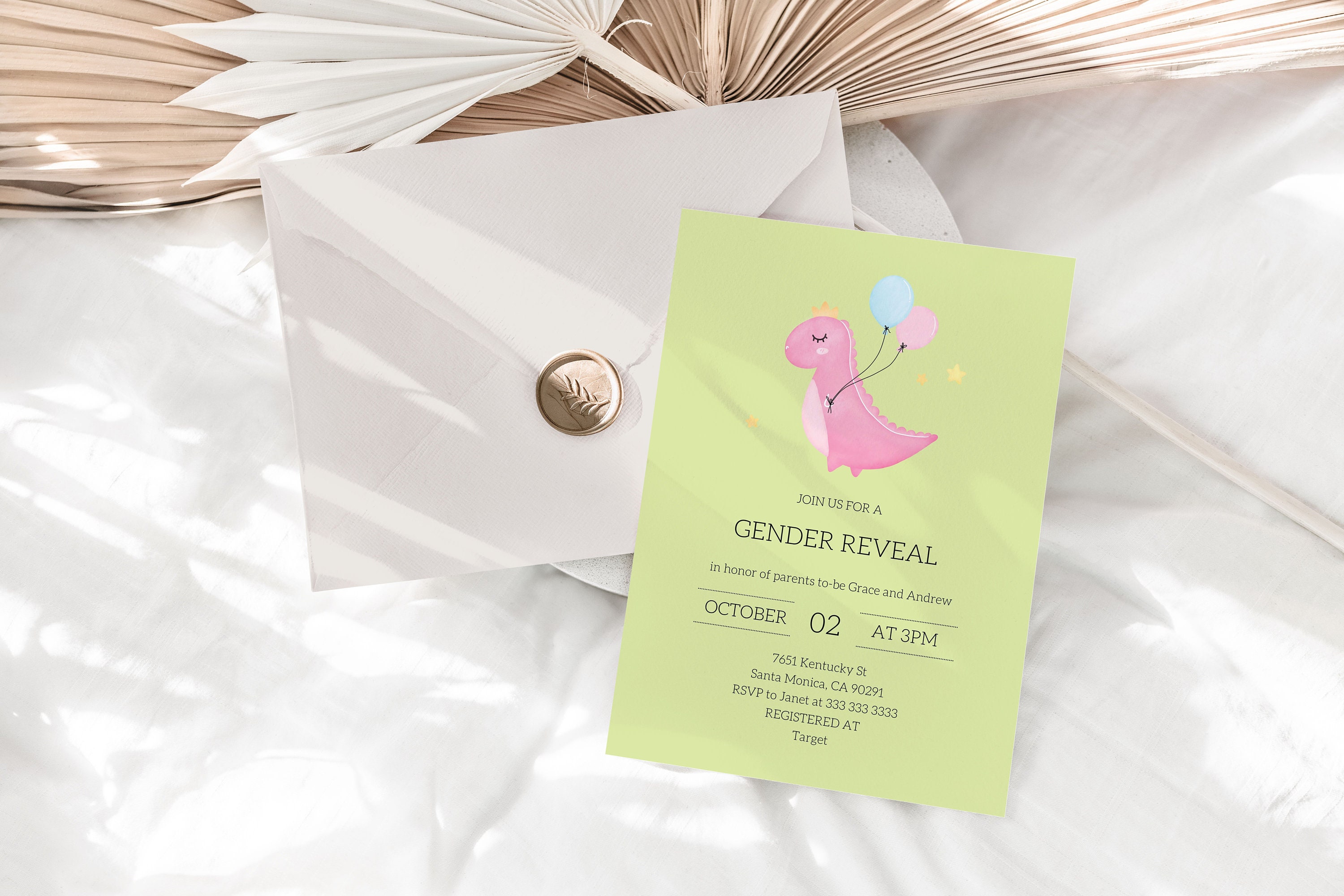 Dinosaur Gender Reveal Invitation Editable Template Gender Etsy