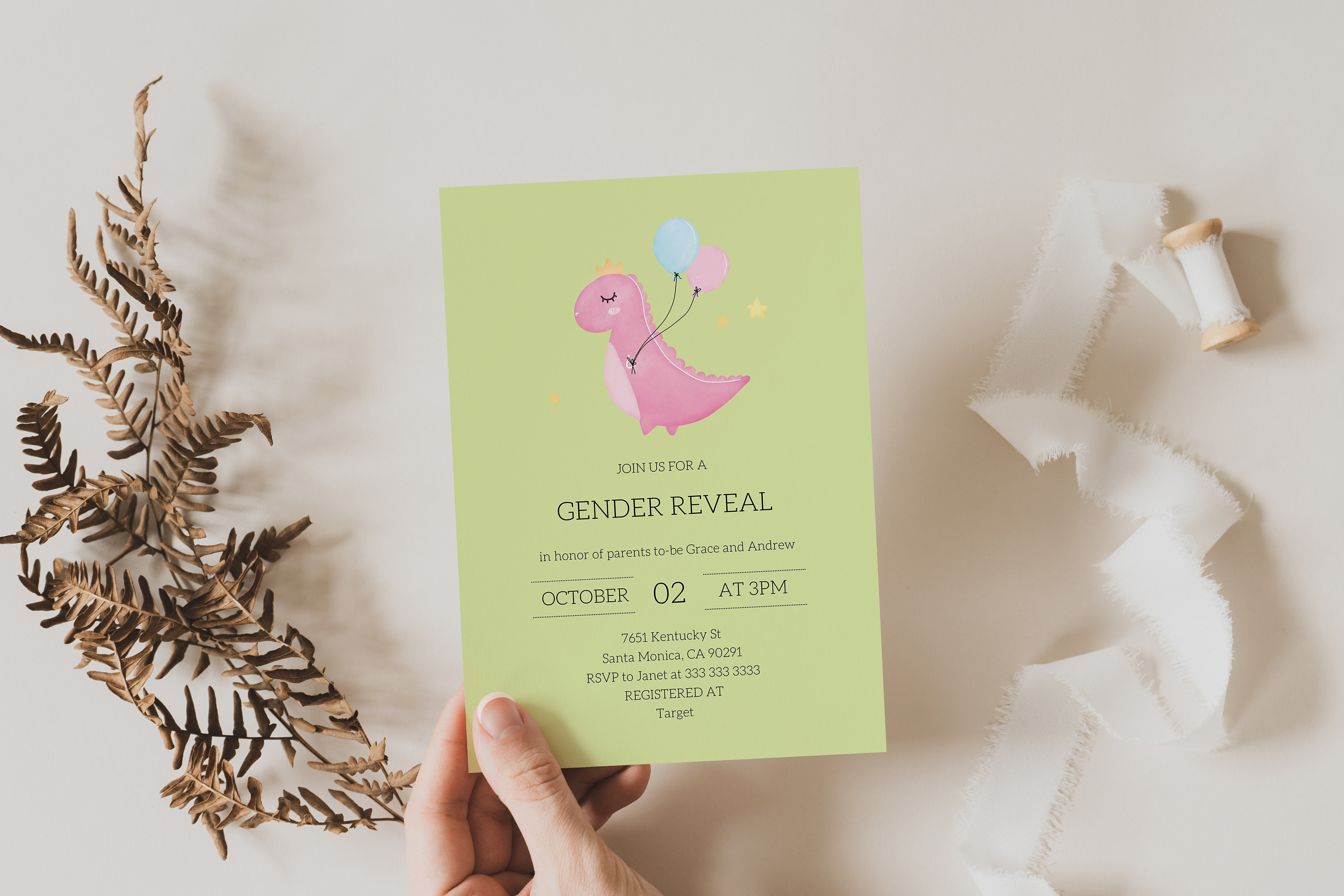 Dinosaur Gender Reveal Invitation Editable Template Gender Etsy