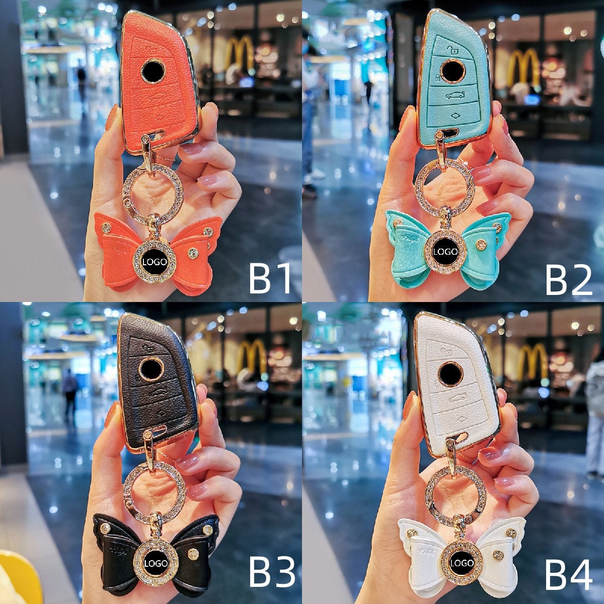 Car Key Fob Cover Case Leather Smart Remote Cover Auto Etsy