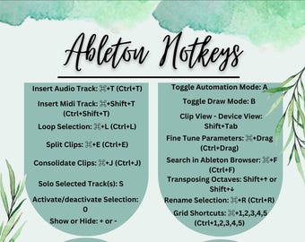 Ableton Live Key Commands Reference Sheet | Music Producers + Composers