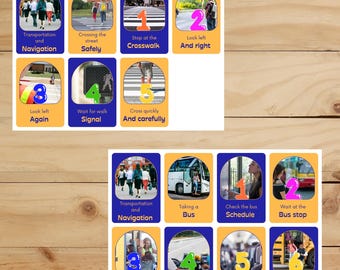Kids Transportation Skills Flashcards | Bus Safety Visual Cards ...