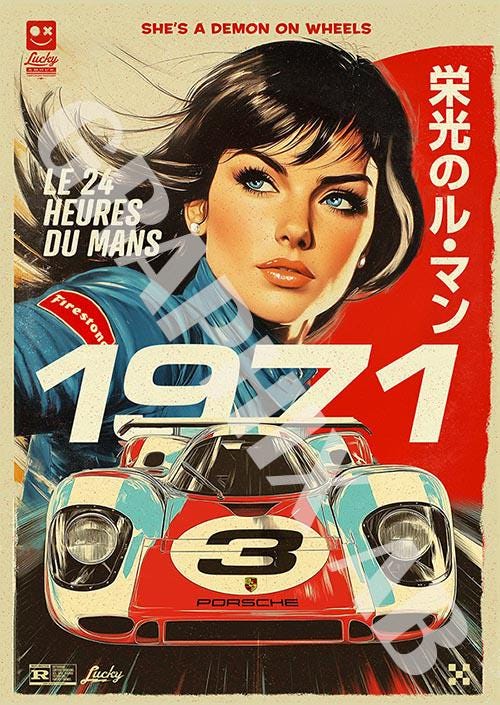 1971 Porsche Poster Wall Art - The 24 Hours of Le Mans