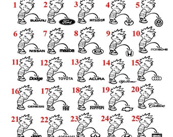Awesome stickers of a little Bad Boy Peeing - available in multiple colors