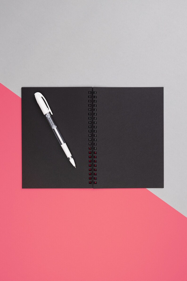 Black Leaf Notebook 14x20 Cm Black Paper Notebook Black Etsy