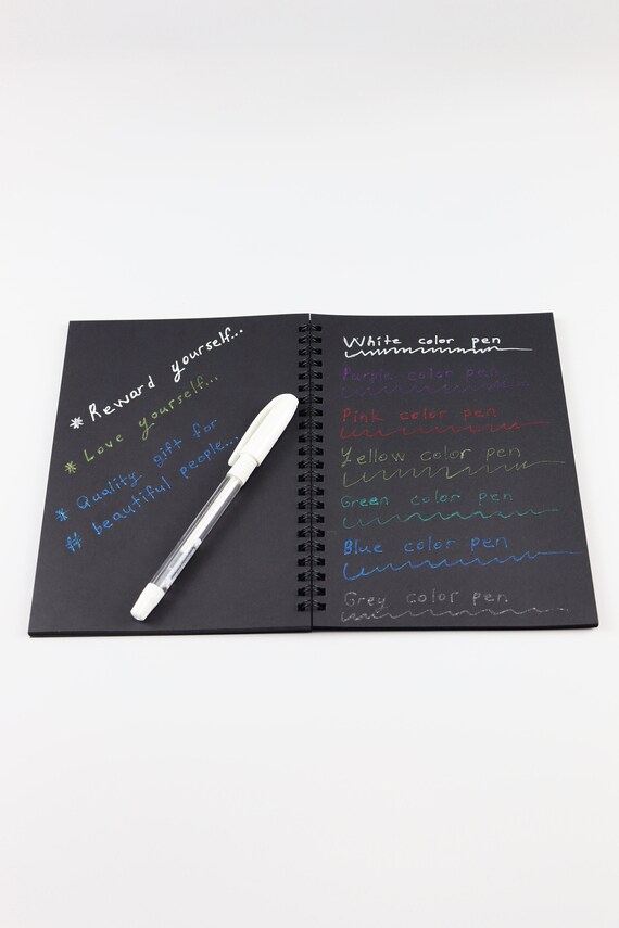 3 SET Black Notebook A5, Black Paper Notebook, Black Page Notebook, Black  Paper Journal, Black Album, White Gel Pen 