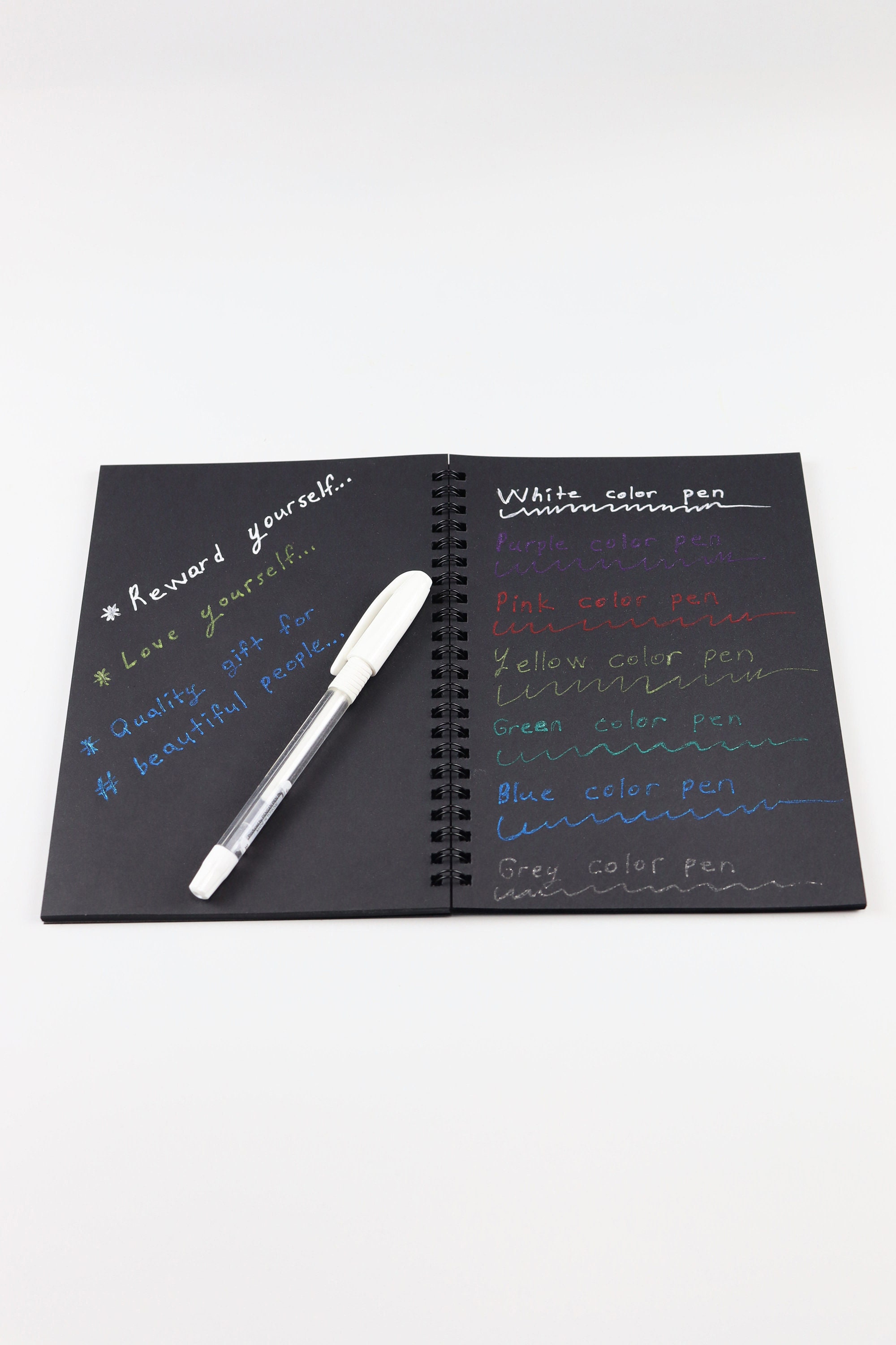 4 SET Black Notebook Minimal 14X20 Cm, Black Notebook Cover, Black Sheets  Notebook, Black Paper Notebook, Black Album, White Pen 