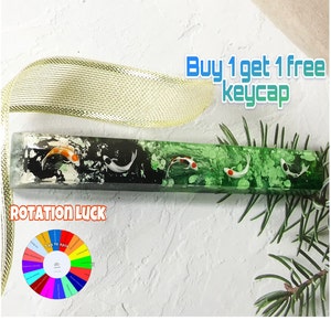 Green Koi fish keycap, Spacebar keycaps, custom keycap, artisan keycaps, Resin handmade keycaps, 6,25u keycaps, Koi fish keycap, Gift ideas.