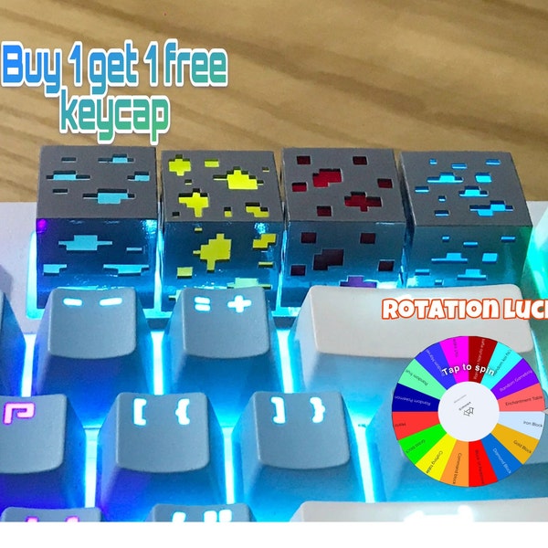 Minecraft Ore Inspired Artisan Backlit Keycap, High minecraft keycap, Minecraft inspires custom Keycap, Minecraft keycap, Gift for gamers.