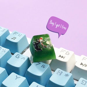 Green Koi Artisan Keycap: Resin Handmade Cherry MX Keyboard