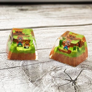 Mario keycap, Mario 2d keycaps, Resin handmade keycap, Mario custom keycap, artisan keycap, Mario keycap for cherry MX keyboard, Gift ideas.