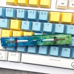 Jake's sword keycaps, Adventure Time keycaps, Finn keycaps, Artisan keycaps, handgemaakte keycaps, blauwe en groene keycaps, cadeau voor hem.