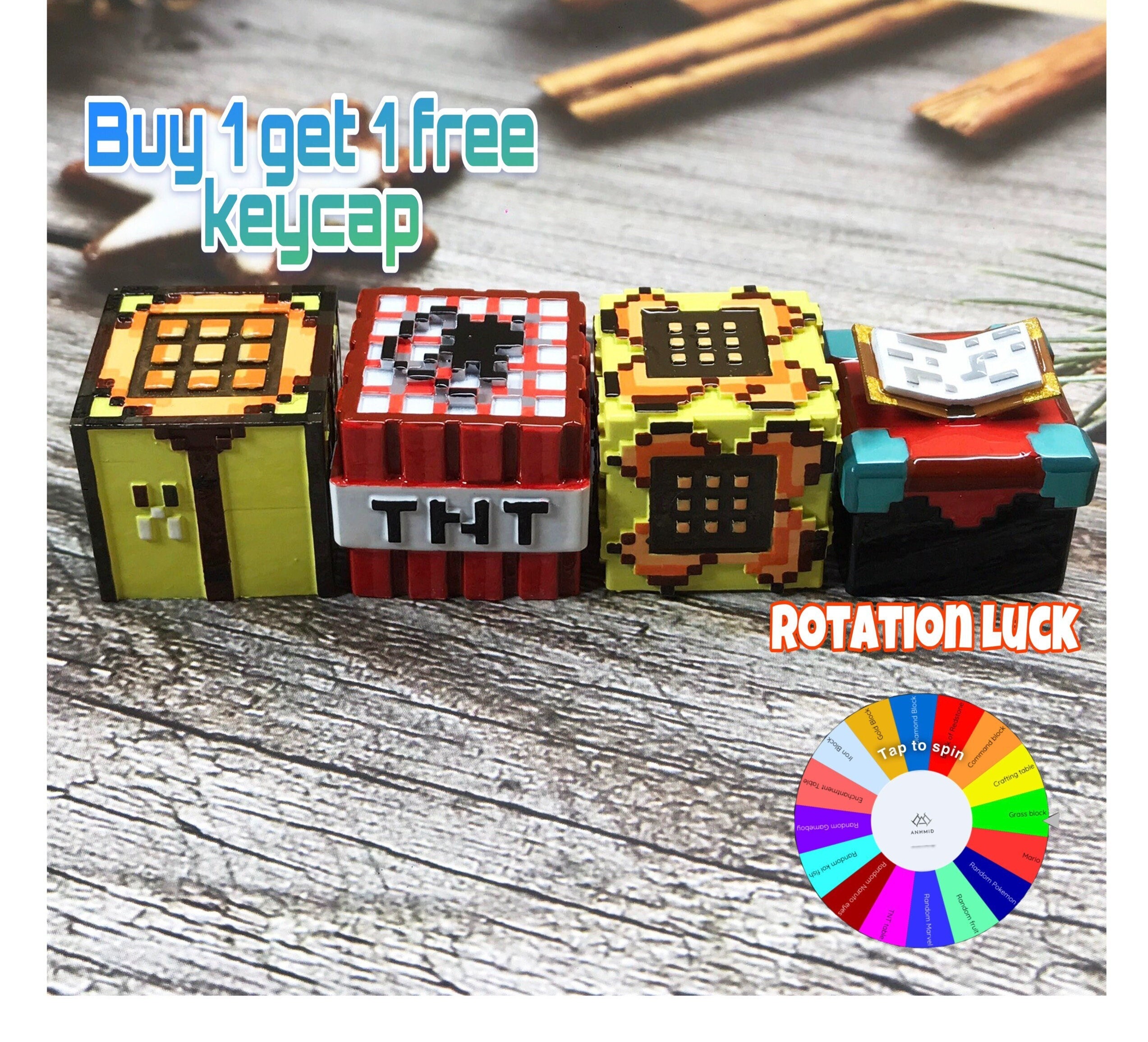 Minecraft keycaps, Minecraft inspires custom Keycap, Minecraft keycap, custom resin keycap, Handmade keycap, Gift for gamers.