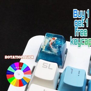 Koi Fish Artisan Keycap: Blue & White Resin Cherry MX Keycap
