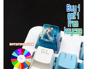 Koi Fish Artisan Keycap: Blue & White Resin Cherry MX Keycap