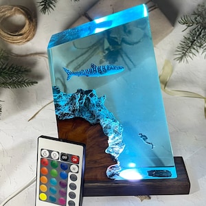 Whale Shark & Diver Resin Lamp: Ocean Night Light, Handmade Home Decor