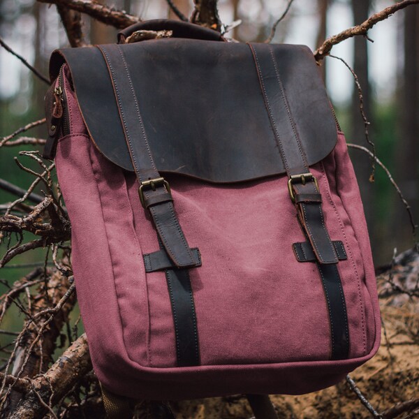 MORGNTAU Canvas Rucksack "Believer" Himbeer