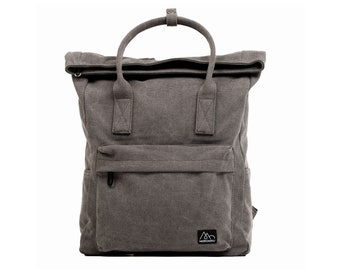 MORGNTAU canvas roll-top backpack "Kolibri" gray