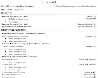 Resume Template College Students