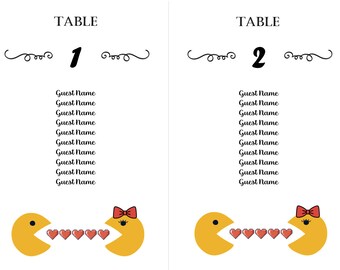 Tabla de asientos para bodas PacMan