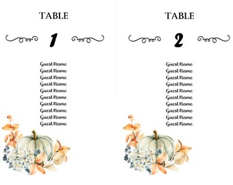 Pumpkin Wedding Seating Lists